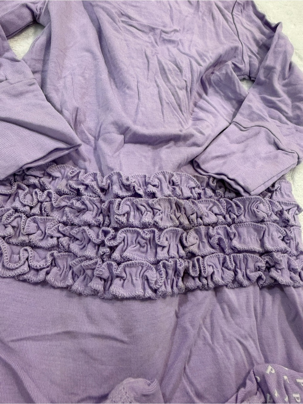 NWT Posh Peanut Purple ruffle decorated Footies 12-18M